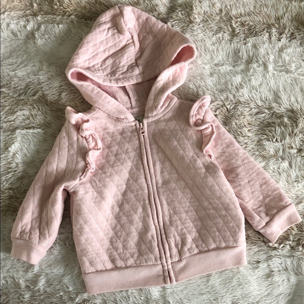 Baby B’Gosh Pink Quilted Kids Hoodie with Ruffle Detail
